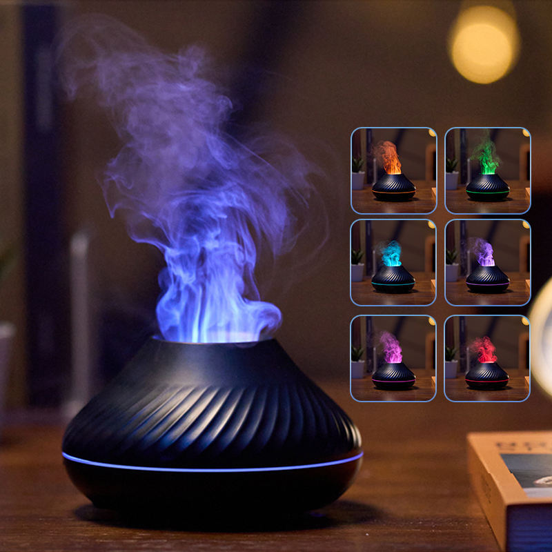 Aromaterapidiffusor med 3D-flameffekt – RGB LED 130ml