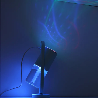 USB-luftfuktare med polymerdimma och LED-ljus Projektor