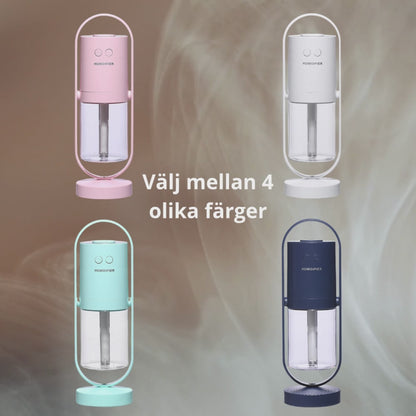 USB-luftfuktare med polymerdimma och LED-ljus Projektor